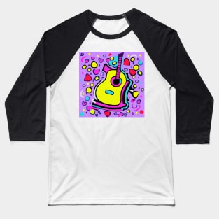 Purple Yellow Guitar Party Baseball T-Shirt